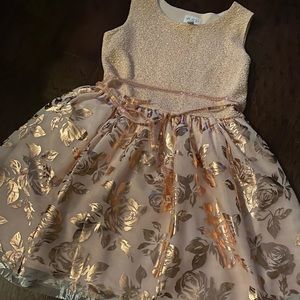 Childrens pink and gold rose dress | Size 16
